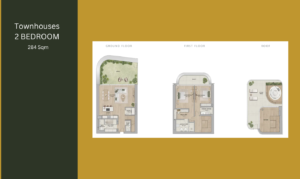 Floor plan of Mamsha Gardens, Saadiyat Island, detailing 1–3 bedroom apartments and 2–3 bedroom townhouses for rent and sale by NAS Luxury Real Estate, Abu Dhabi.