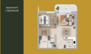 Floor plan of Manarat Living 3 – Spacious layouts for studio, 1, 2, and 3-bedroom apartments on Saadiyat Island, designed by Aldar Properties.