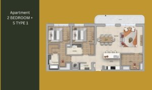 Floor plan of Manarat Living 3 – Spacious layouts for studio, 1, 2, and 3-bedroom apartments on Saadiyat Island, designed by Aldar Properties.