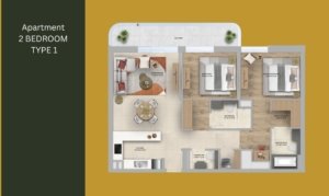 Floor plan of Manarat Living 3 – Spacious layouts for studio, 1, 2, and 3-bedroom apartments on Saadiyat Island, designed by Aldar Properties.